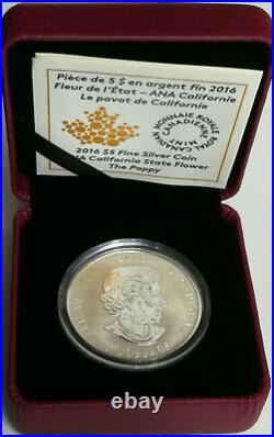 1 OZ Silver Canada Maple Leaf 2016 reversed PP, Privy Ana, 5 CAD, in case, COA