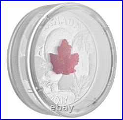 1 Oz Silver Coin 2017 $20 Canada Majestic Maple Leaves with Drusy Stone