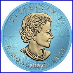 1 Oz Silver Coin 2022 $5 Canada Maple Leaf Murano Glass Series Hedgehog