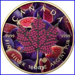 1 Oz Silver Coin 2022 Canada $5 Maple Leaf Seasons August Bejeweled Leaf Insert