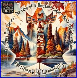 1 Oz Silver Coin 2022 Canada $5 Maple Leaf Totem Pole Land of a Thousand Lakes