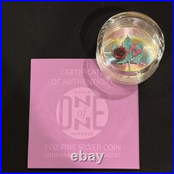 1 Oz Silver Maple Leaf BUTTERFLY ROSE Nature Series Only 155 Minted Worldwide