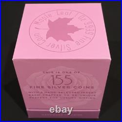 1 Oz Silver Maple Leaf BUTTERFLY ROSE Nature Series Only 155 Minted Worldwide