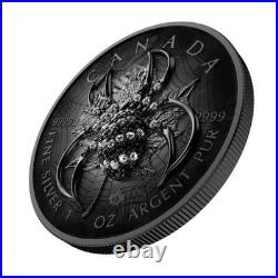 1 Oz Silver Maple Leaf Spider Coin with Swarovski Bejeweled Insert 100 MINTED