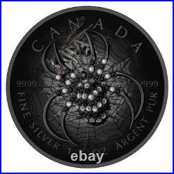 1 Oz Silver Maple Leaf Spider Coin with Swarovski Bejeweled Insert 100 MINTED 1 Oz Silver Maple Leaf Spider Coin with Swarovski Bejeweled Insert 100 MINTED