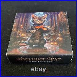 1 Oz Silver Maple Leaf VIOLINIST CAT with COA Sleeve and Stand ONLY 200 MINTED
