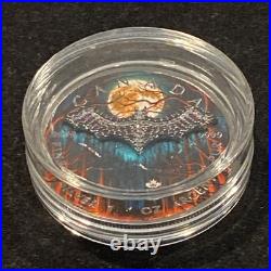 1 Oz Silver Maple Leaf with Bejeweled Bat Insert ONLY 100 MINTAGE Full Moon