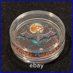 1 Oz Silver Maple Leaf with Bejeweled Bat Insert ONLY 100 MINTAGE Full Moon