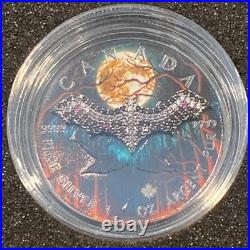 1 Oz Silver Maple Leaf with Bejeweled Bat Insert ONLY 100 MINTAGE Full Moon