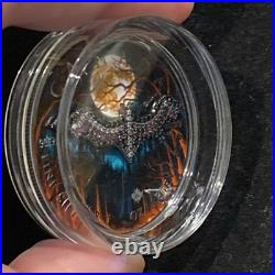 1 Oz Silver Maple Leaf with Bejeweled Bat Insert ONLY 100 MINTAGE Full Moon