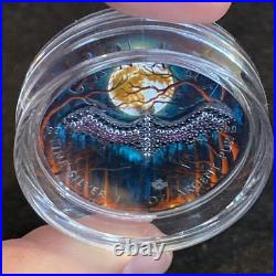 1 Oz Silver Maple Leaf with Bejeweled Bat Insert ONLY 100 MINTAGE Full Moon
