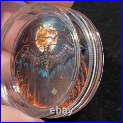 1 Oz Silver Maple Leaf with Bejeweled Bat Insert ONLY 100 MINTAGE Full Moon