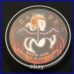 1 Oz Silver Maple Leaf with Bejeweled Bat Insert ONLY 100 MINTAGE Full Moon
