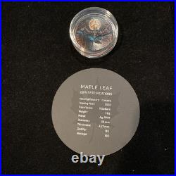 1 Oz Silver Maple Leaf with Bejeweled Bat Insert ONLY 100 MINTAGE Full Moon