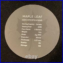 1 Oz Silver Maple Leaf with Bejeweled Bat Insert ONLY 100 MINTAGE Full Moon