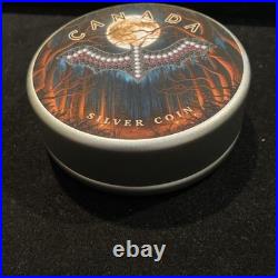 1 Oz Silver Maple Leaf with Bejeweled Bat Insert ONLY 100 MINTAGE Full Moon