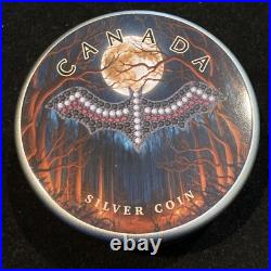 1 Oz Silver Maple Leaf with Bejeweled Bat Insert ONLY 100 MINTAGE Full Moon
