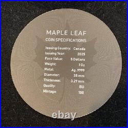1 Oz Silver Maple Leaf with Bejeweled Bat Insert ONLY 100 MINTAGE Full Moon