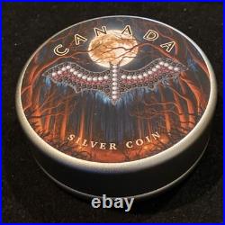 1 Oz Silver Maple Leaf with Bejeweled Bat Insert ONLY 100 MINTAGE Full Moon