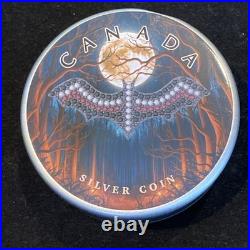 1 Oz Silver Maple Leaf with Bejeweled Bat Insert ONLY 100 MINTAGE Full Moon 1 Oz Silver Maple Leaf with Bejeweled Bat Insert ONLY 100 MINTAGE Full Moon