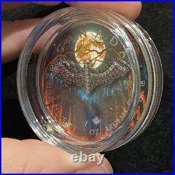 1 Oz Silver Maple Leaf with Bejeweled Bat Insert ONLY 100 MINTED Full Moon 1 Oz Silver Maple Leaf with Bejeweled Bat Insert ONLY 100 MINTED Full Moon