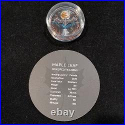 1 Oz Silver Maple Leaf with Bejeweled Bat Insert ONLY 100 MINTED Full Moon
