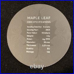 1 Oz Silver Maple Leaf with Bejeweled Bat Insert ONLY 100 MINTED Full Moon