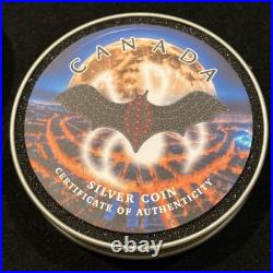 1 Oz Silver Maple Leaf with Bejeweled Dark Bat Insert ONLY 100 MINTAGE