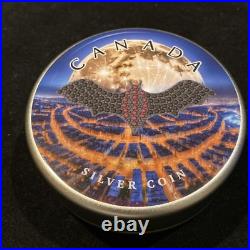 1 Oz Silver Maple Leaf with Bejeweled Dark Bat Insert ONLY 100 MINTAGE 1 Oz Silver Maple Leaf with Bejeweled Dark Bat Insert ONLY 100 MINTAGE