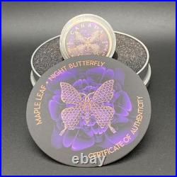 1 Oz Swarovski Bejeweled Silver Maple Leaf NIGHT BUTTERFLY ONLY 100 MADE 1 Oz Swarovski Bejeweled Silver Maple Leaf NIGHT BUTTERFLY ONLY 100 MADE