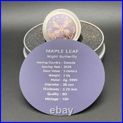 1 Oz Swarovski Bejeweled Silver Maple Leaf NIGHT BUTTERFLY ONLY 100 MADE 1 Oz Swarovski Bejeweled Silver Maple Leaf NIGHT BUTTERFLY ONLY 100 MADE