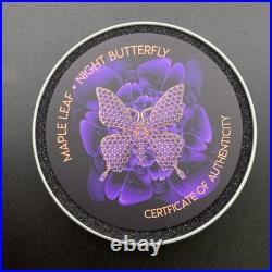 1 Oz Swarovski Bejeweled Silver Maple Leaf NIGHT BUTTERFLY ONLY 100 MADE