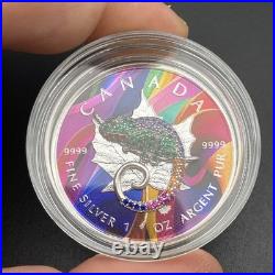 1 Oz Swarovski Bejeweled Silver Maple Leaf STEALTHY CHAMELEON ONLY 100 MADE