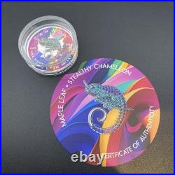 1 Oz Swarovski Bejeweled Silver Maple Leaf STEALTHY CHAMELEON ONLY 100 MADE
