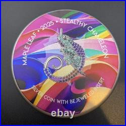 1 Oz Swarovski Bejeweled Silver Maple Leaf STEALTHY CHAMELEON ONLY 100 MADE