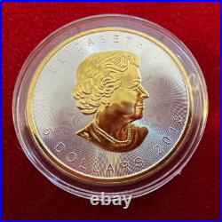 1 Troy OZ. 9999 Silver 2018 Canadian Maple Leaf Coin with 24 K Gilding by SFS