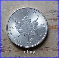 1 Troy Oz Silver coin, Maple Leaf, Bullion. 9999