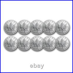 1 oz Canadian Silver Maple Leaf Coin BU (Random) Lot of 10 Coins