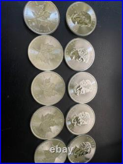 1 oz Canadian Silver Maple Leaf Coin BU (Random Year) Lot of 10