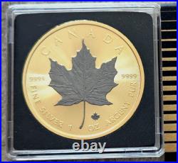 1 oz Silver Coin Gold & Rhodium Plated MAPLE LEAF 2022 Fine Silver Canada