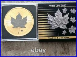 1 oz Silver Coin Gold & Rhodium Plated MAPLE LEAF 2022 Fine Silver Canada