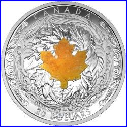1 oz Silver Proof Majestic Maple Leaves Drusy Stone $20 CAD Canada 2016 Silver