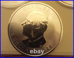 10 X Canadian Maple Silver Coins 1oz. 999.9 Fine. 2024