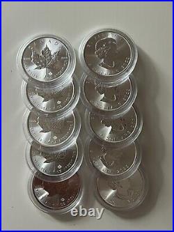 10 x 2022 1 oz Canadian Maple Silver Coin Uncirculated Bullion