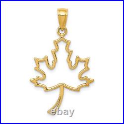 10K Yellow Gold Maple Leaf Necklace Charm Pendant