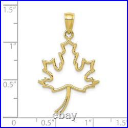 10K Yellow Gold Maple Leaf Necklace Charm Pendant