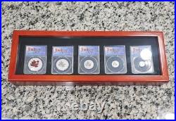 $1200 Value! ANACS Canadian Maple Leaf REVERSE PROOF 70 DEEP CAMEO 5 Coin Set FR