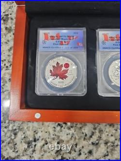 $1200 Value! ANACS Canadian Maple Leaf REVERSE PROOF 70 DEEP CAMEO 5 Coin Set FR