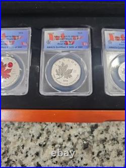 $1200 Value! ANACS Canadian Maple Leaf REVERSE PROOF 70 DEEP CAMEO 5 Coin Set FR