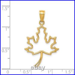 14K Yellow Gold Maple Leaf Necklace Charm Pendant